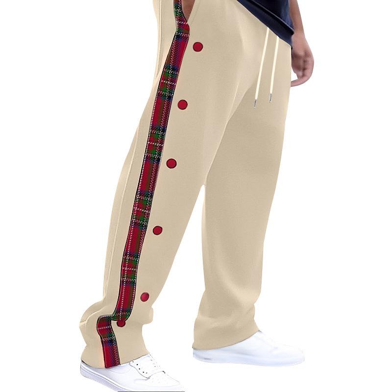 

Повседневные спортивные штаны средней талии с карманами для мужчин, длинные брюки для отдыха с винтажным клетчатым принтом, мужские свободные брюки на шнурке, уличная одежда 3XL