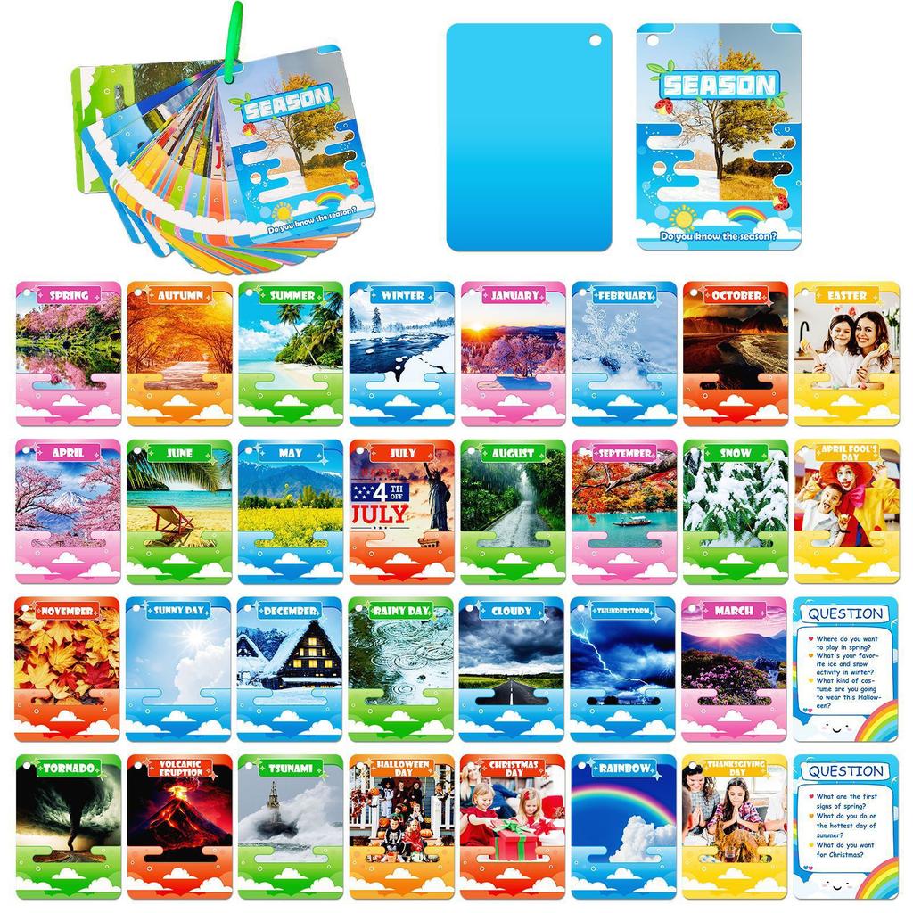 34 Realistic Wind Seasonal Cards Landscape Realistic Children'S Early Education Cognitive Cards Educational Cards