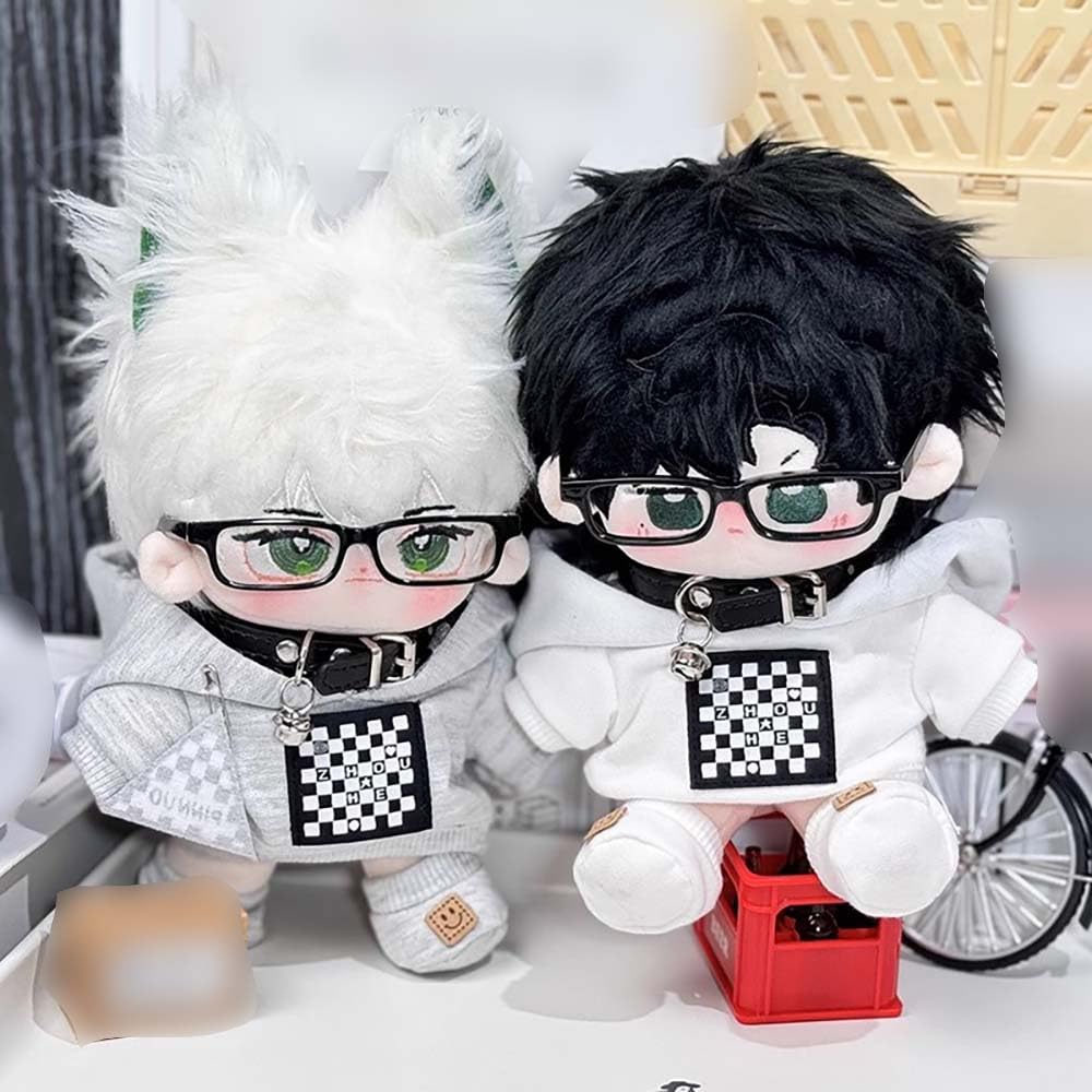 Niannyyhouse 20cm Plush Clothes Coat Shoes Glasses Collar Cotton Doll Costume Dress Up 10cm-15cm (Gray, 10cm-15cm)