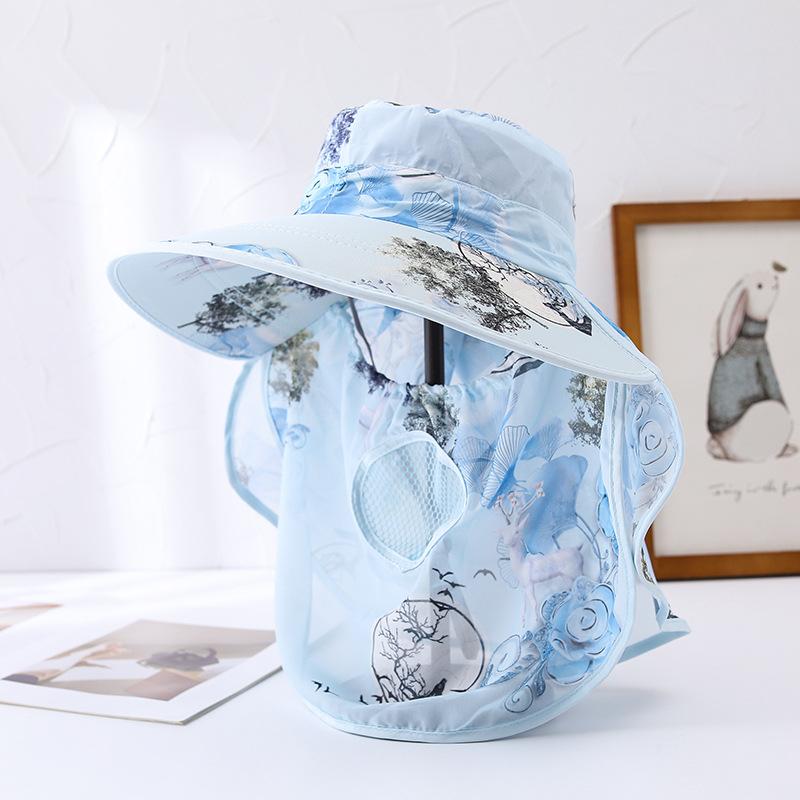 Summer Sun Hat Women's Cycling Outdoor Summer Large Brim Sun Protection Hat Thin Windproof Design