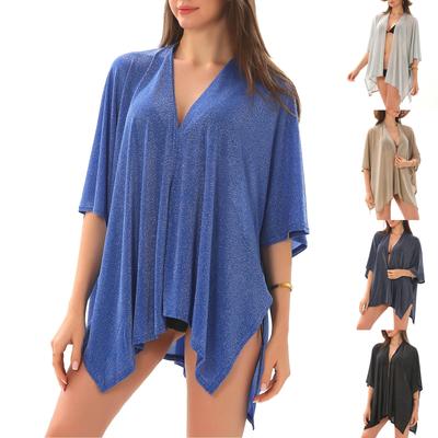 Moda damska Plaża Jednolity kolor Luźna sukienka plażowa Patchwork Hollow Cover Up
