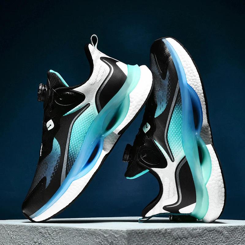 Rotating Button Summer New Mesh Breathable Sports Shoes Youth Popcorn Men's Shoes Ultra Light Running Shoes