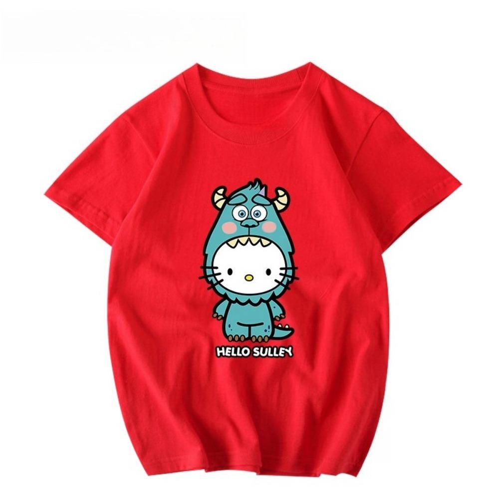 Women's New Cute Hello Kitty Pattern Printed Top Oversized Unisex Couple Trend Plus Size Loose Casual Short-sleeved T-shirt