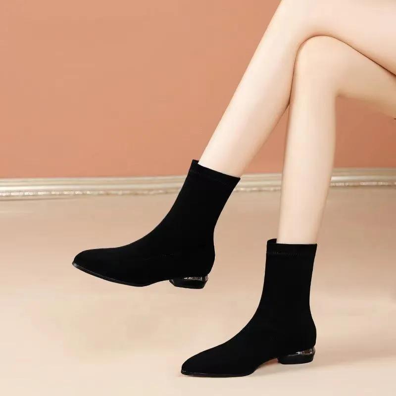 Botas Femininas Women Cute Light Weight Black Comfort Spring & Autumn High Heel Boots Lady Classic Winter Shoes Ab541