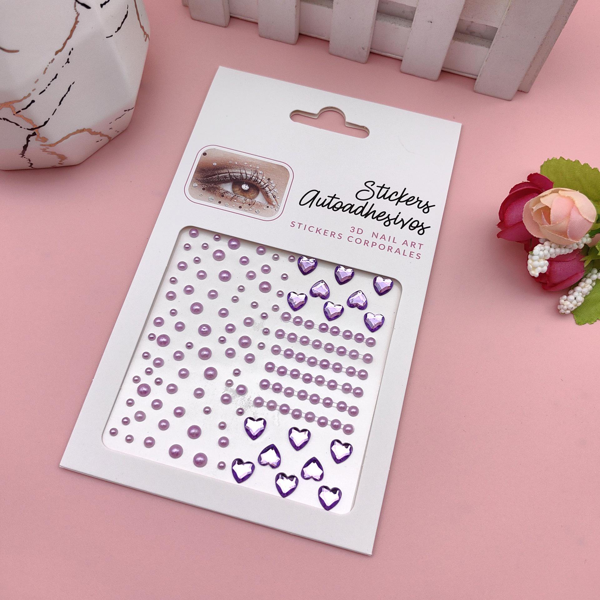 Children s Eye Makeup and Facial Decoration Stickers with Rhinestones and Pearls Cardboard 11*17.5CM