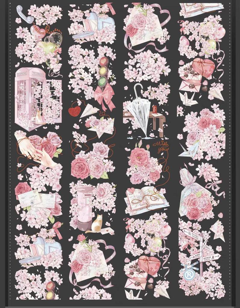 Falling Sunset Tide Washi Tape & Stickers for Journals: Flowing Hemp Ancient Style