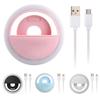 Verstellbarer LED-Ringlicht mit drei Helligkeitsstufen, USB-wiederaufladbares Clip-On Selfie-Licht für mobile Fotografie und Video-Streaming