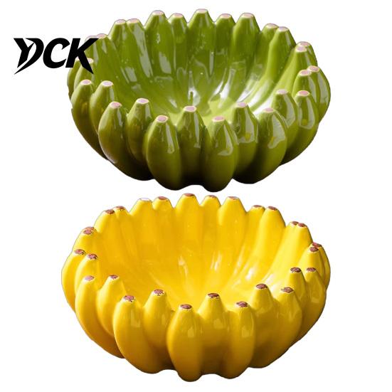 Regalo Único de Inauguración de Casa, Bol de Frutas de Plátano de Cerámica, Bandeja Amarilla Creativa, Decoración Decorativa para el Hogar, Adorno de Mesa, Bol para Ensalada para Cocina y Comedor