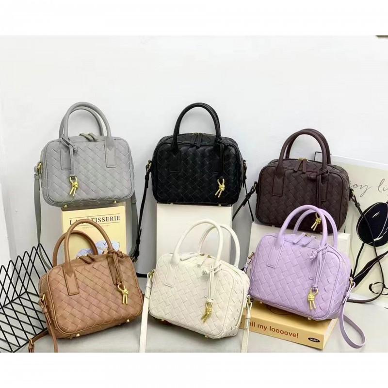 Borsa Mini Quadrata in Pelle Tessuta a Mano da Donna Morbida Vera Pelle di Mucca Tracolla a Spalla Grande Capacità Uso Quotidiano
