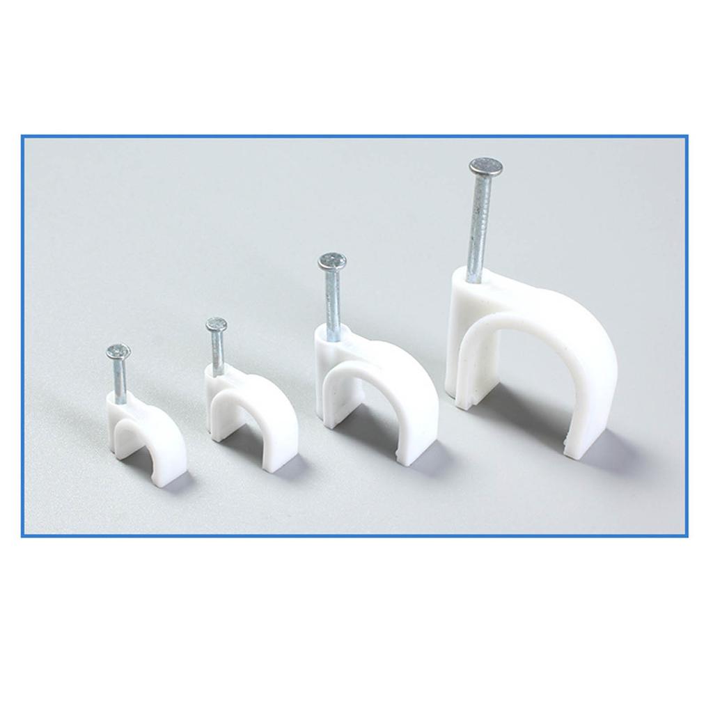 100 Stück 5 mm Stahlnagel-Leitungsclips, runde Kabelbefestigungsclips für die wandmontierte Kabelverwaltung