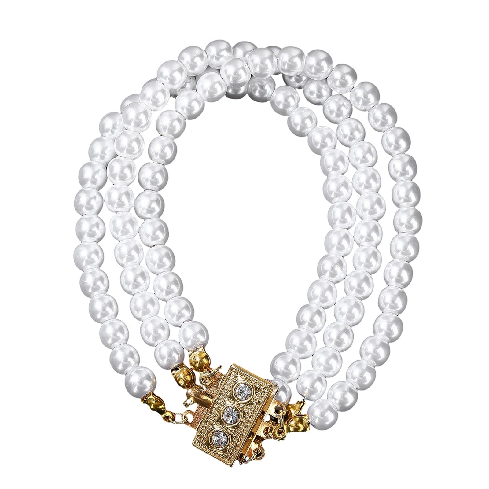 

Versatile Layering Faux Pearls Jewelry Set With Elastic Closure Hypoallergenically Wristchain Stretch Wrist Jewelry Gift