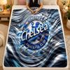 Flannel BlanketChelsea FC Warm Soft Throw Blanket for Indoor Sofa Bed Living Room Use