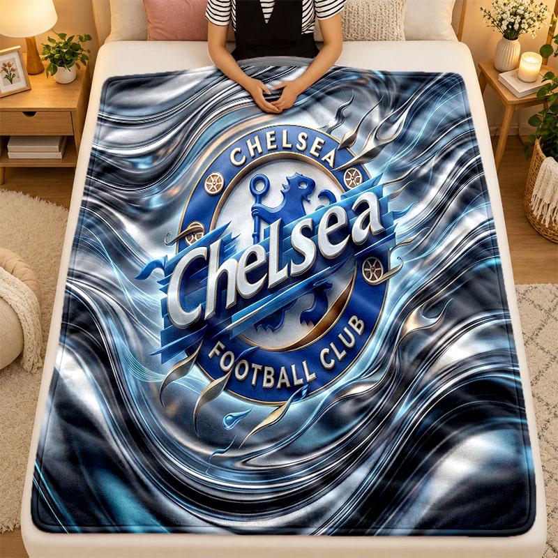 Flannel BlanketChelsea FC Warm Soft Throw Blanket for Indoor Sofa Bed Living Room Use