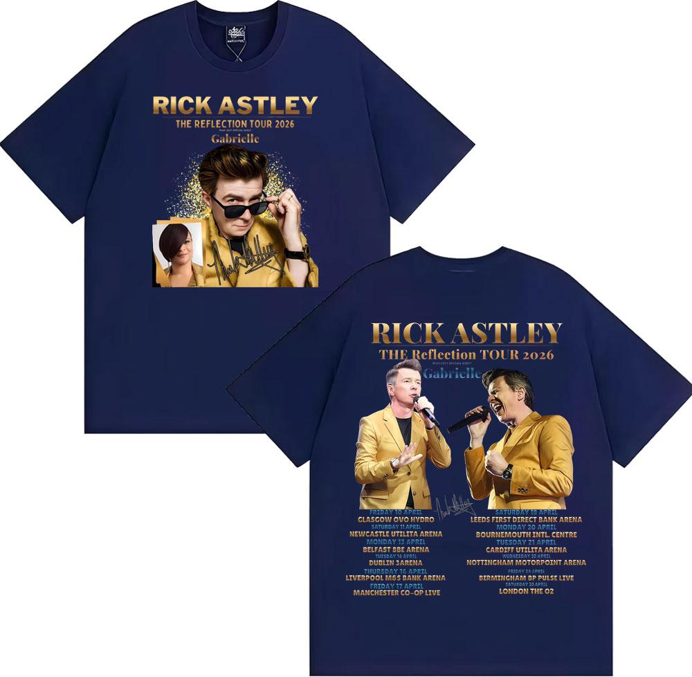 Rick Astley Reflection Tour 2026 Printed T Shirt Men Women Fashion Classic Comfort 100% Cotton T-Shirt Oversized O-Neck T-shirts