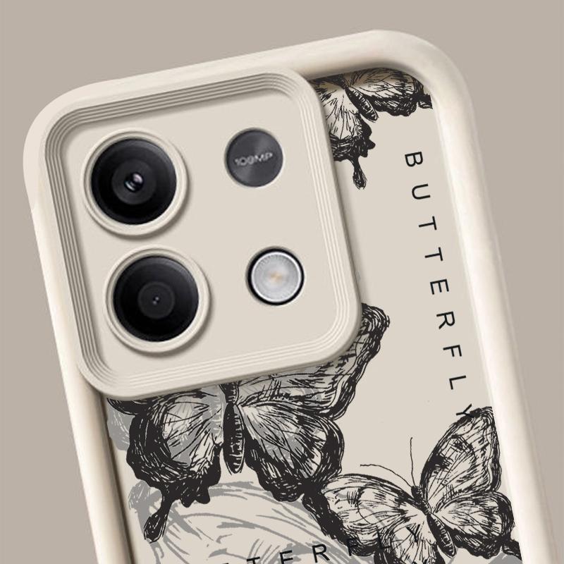 جراب هاتف Xiaomi Poco F6 X6 Pro X5 13T 11T Redmi Note 13 12 11 Pro 10 جراب هاتف مقاوم للصدمات من السيليكون السائل بنمط فراشة ناعم