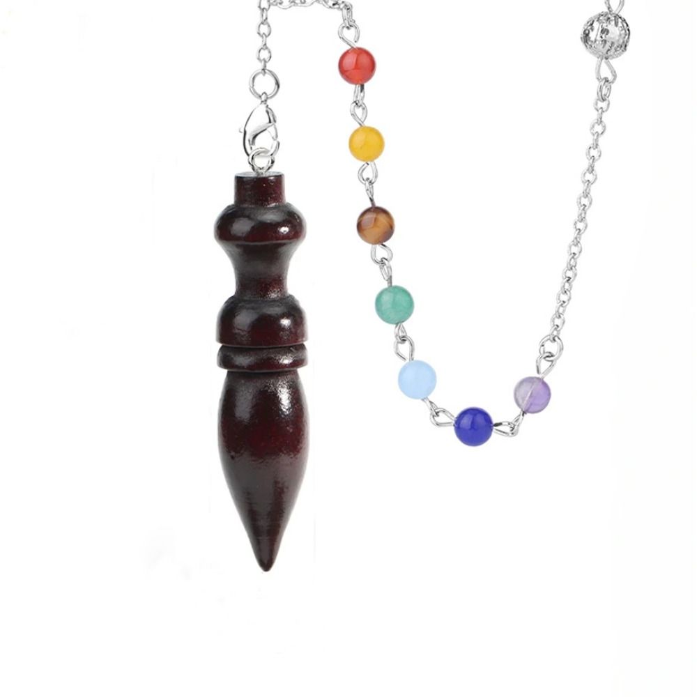 Wooden Reiki Pendulum Pendant Amulet Reiki Spiritual Pendulo Portable Round Cone Pattern