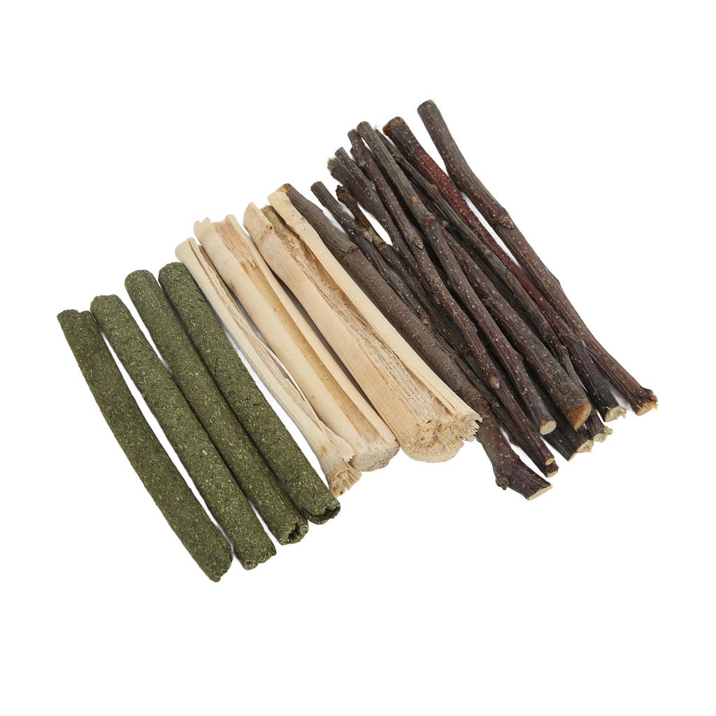 Hamster Chew Toy Set Safe Non Toxic Apple Branch Grass Stick Sweet Bamboo Mixed Molar Sticks
