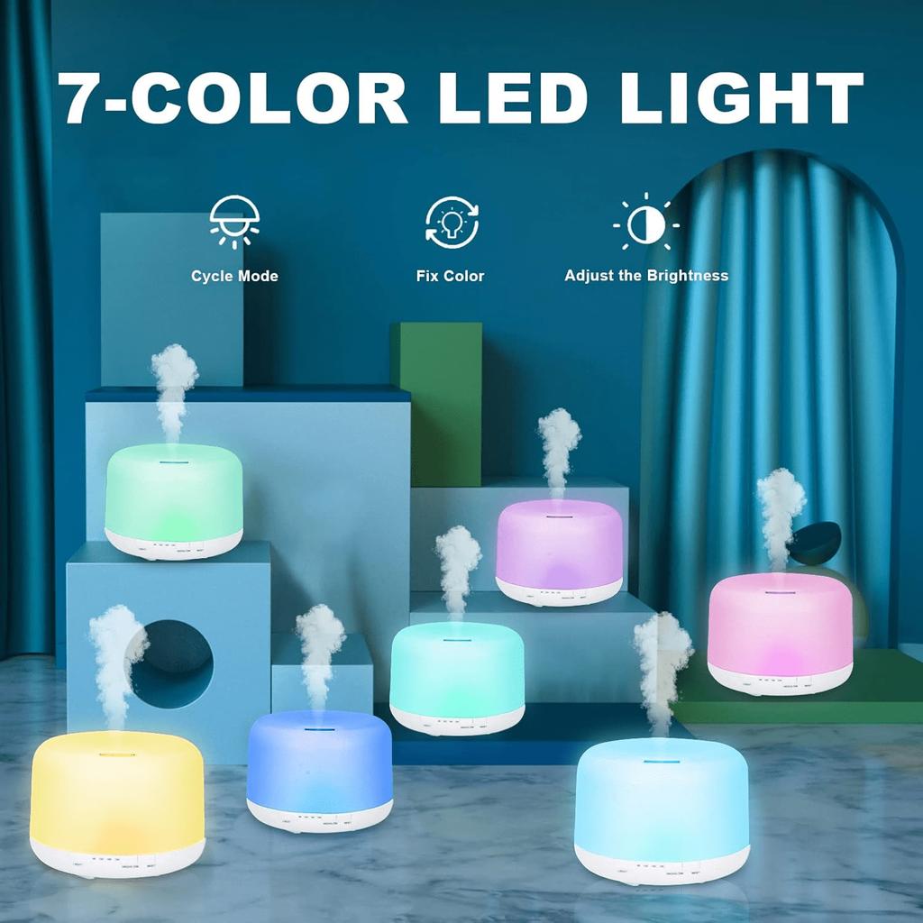 Difuzér pro domov 300ML Difuzér esenciálních olejů s dálkovým ovládáním 7barevná LED světla - Aromaterapeutický zvlhčovač vzduchu se 3 oleji fo