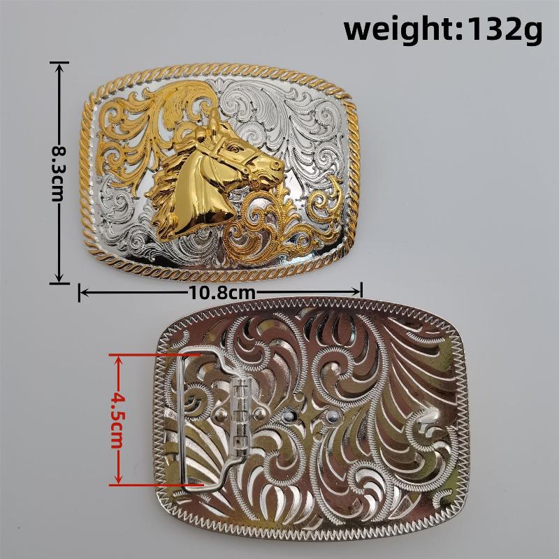 Zinc Alloy Western Cowboy Smooth Buckle Leisure Horse Belt Buckle Retro Tang Grass Flower Belt Buckle For Men And Women