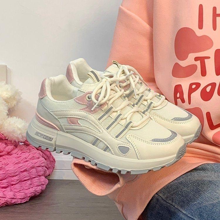 Daddy shoes women's ins tide 2025 spring new thick-soled breathable running shoes Korean version of super fire casual sports shoes