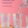 Dazzling Raindrop Glass Cup - Vertical Stripe, Heat-Resistant, Transparent, Thickened, Ins Style.