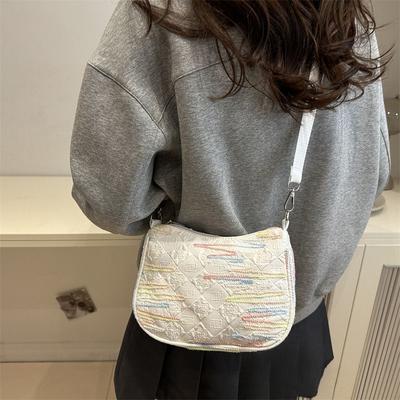 Cute Little Fresh Rainbow Pleated Crossbody Bag Japanese Ins Lightweight Niche Dumpling Bag Forest Style Girl Commuting Bag