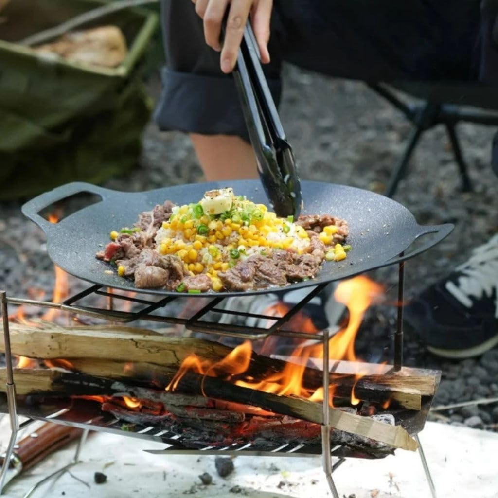 Afora Outdoor Camping Griddle Plate Deep Aluminum Grill Frying Pan IH and Direct Flame Compatible 33cm Multi-Griddle (Multi-Griddle Only)