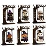 Spooky Halloween Party Supplies Funny Swing Ornament, Witch/Skeleton/Mummy/Pumpkin Ghost Sitting on Indoor Outdoor Decorations Reading Book