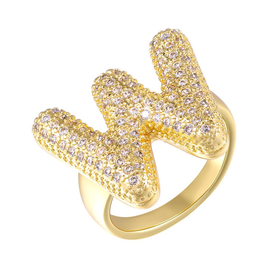 Zirkon Kupfer Mikro-Eingefasst 26-Buchstaben Offener Ring - Europäischer & Amerikanischer Weihnachtsschmuck