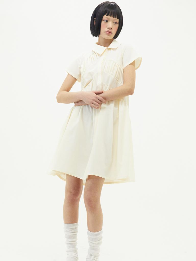 Es Mier Pleated Dress (Ivory)