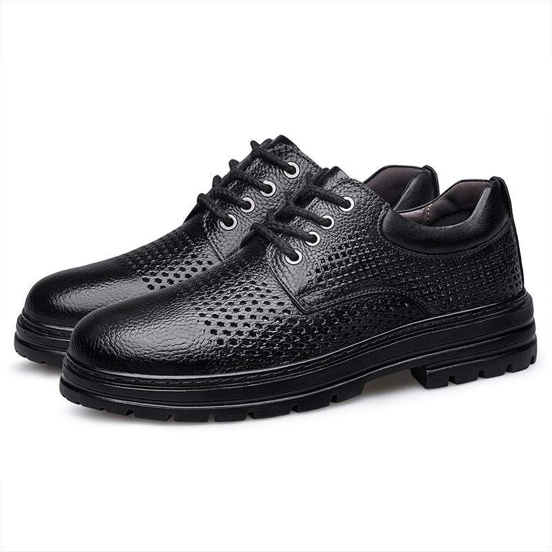Men Genuine Leather Casual Shoes Lace Up Soft Sole Shoes Luxury Middle-aged Old Man Business Oxfords Shoes Big Size 49 50