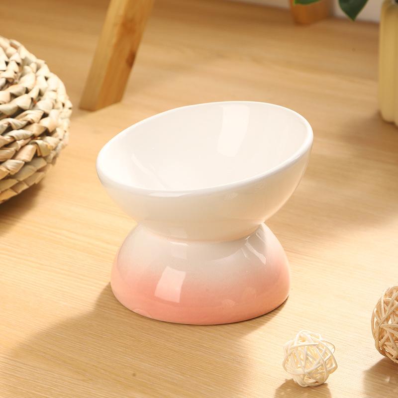 Ceramic Elevated Cat Bowls Tilted Cat Food Bowl Dish Pet Feeder Bowl Dishwasher Microwave Safe