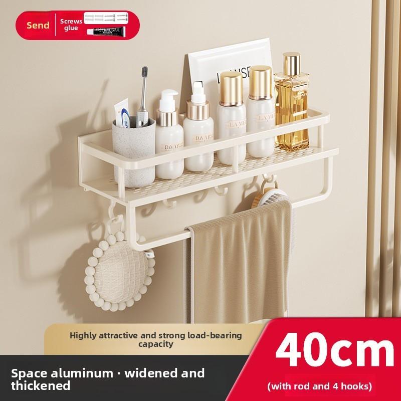 Aluminum Alloy Wall Mount Bathroom Shelf With Removable Design For Shower And Toilet Storage