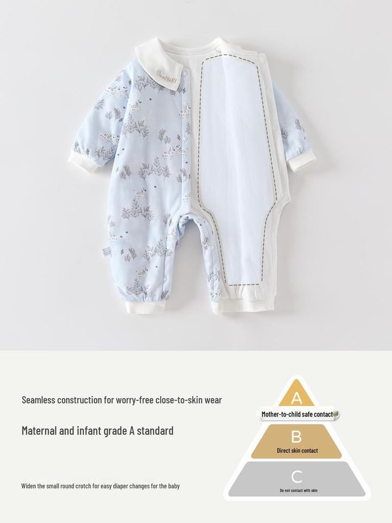 Pikowany kombinezon niemowlęcy z długim rękawem: Ciepłe jesienno-zimowe pajacyki (120g)