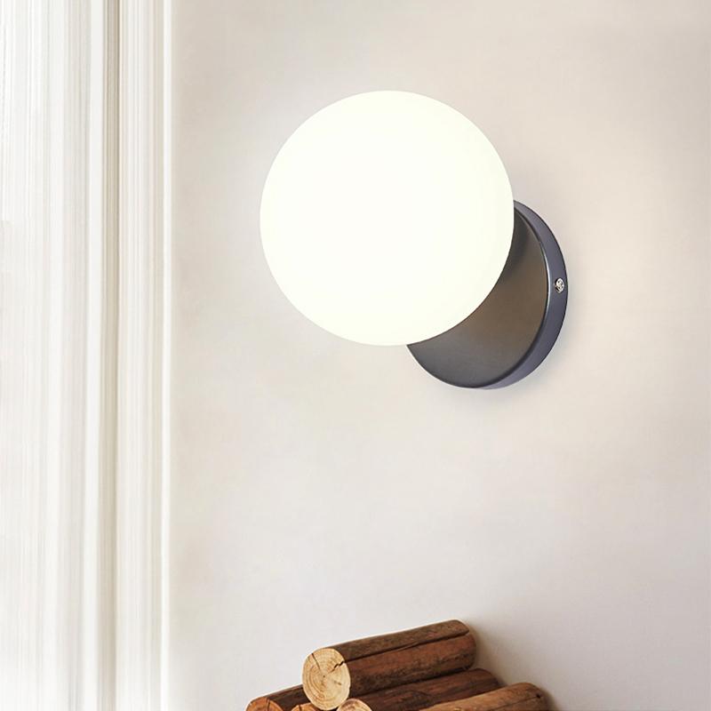 LED Schwarze Wandleuchte Glasschirm Eisen Nachttisch Leseleuchte Flur Gang Treppe Oben Unten Montiert Moderne Wandleuchte Wandleuchten