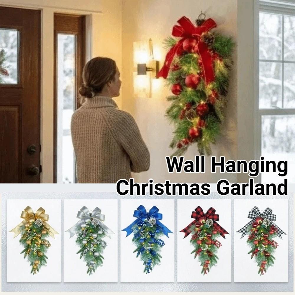 Pine Needles Christmas Tree Door Swag Christmas Tree Upside-down Branches Door Hanging