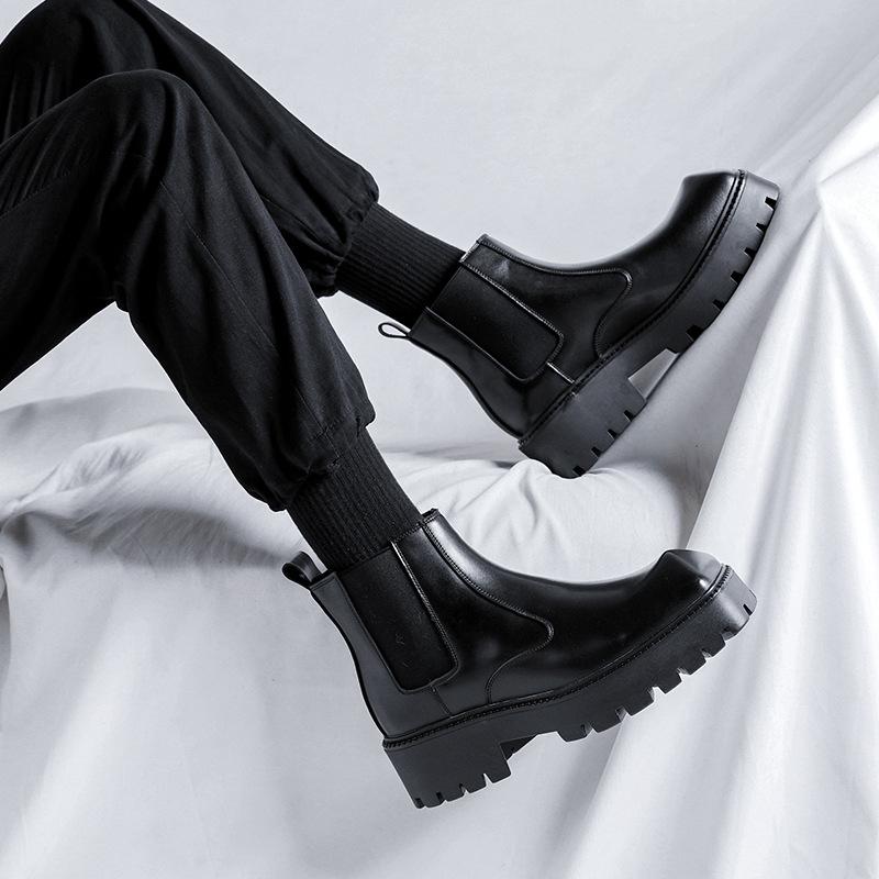 men luxury fashion chelsea boots  designer shoes punk hip hop dress cowboy original leather boot platform ankle botas male