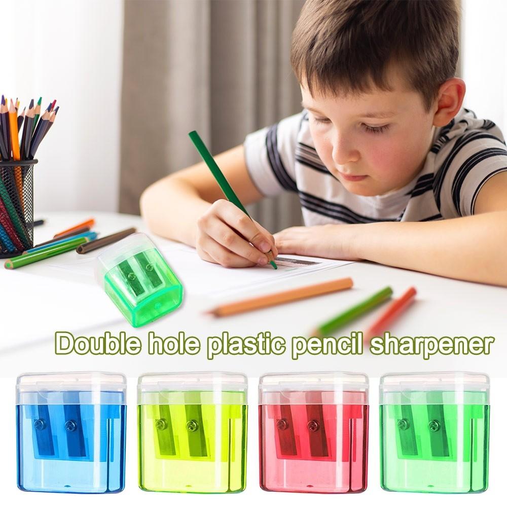 Dual Holes Pen Sharpener With Lid Pencil Sharpening Tool New Pencil Sharpeners Student Stationery