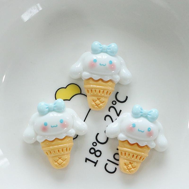 10 Pcs New Kawaii Cartoon Kittenice Cream  Game Nime Characters Resin Scrapbook Diy Jewelry Children Gift Hairpin Accessories A4