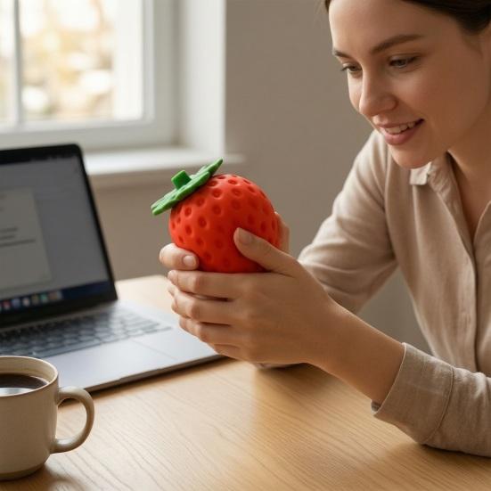Adult Hand Stress Toy Fake Fruit Relief Toy, Peach Pineapple Strawberry Squeeze Giant Sensory Fidget for Home Office School