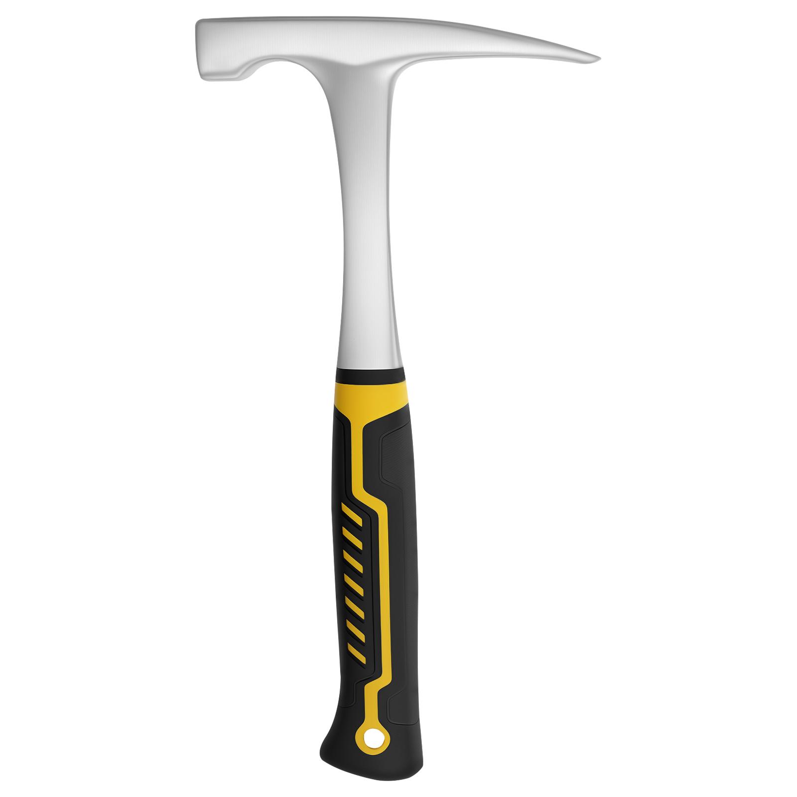 

Молоток по листовому металлу Многофункциональный геологический молоток Одноручный молоток по листовому металлу Молоток для камня с плоской головкой Противоскользящий ручной инструмент серебряный