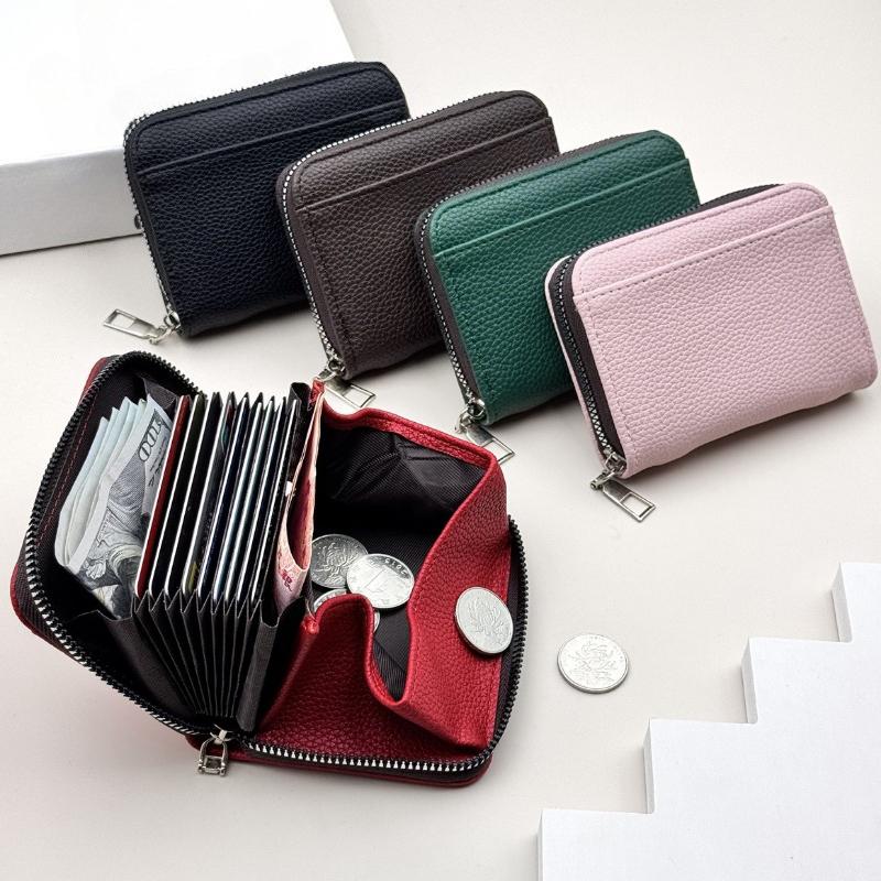 Portafoglio Portacarte di Credito Blocco RFID da Donna in Pelle con Zip Custodia per Carte Mini Portamonete Organizzatore di Carte a Fisarmonica Portafoglio Portatile
