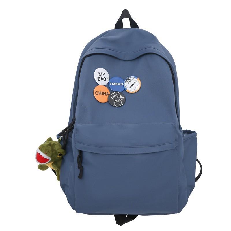 2024 New Korean Harajuku Ulzzang Middle School Students Schoolbag Simple Large-capacity Japanese Pure Color Campus Backpack