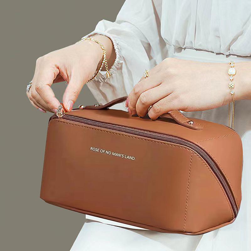Stylish High-Grade PU Leather Makeup & Toiletry Travel Bag with Large Capacity