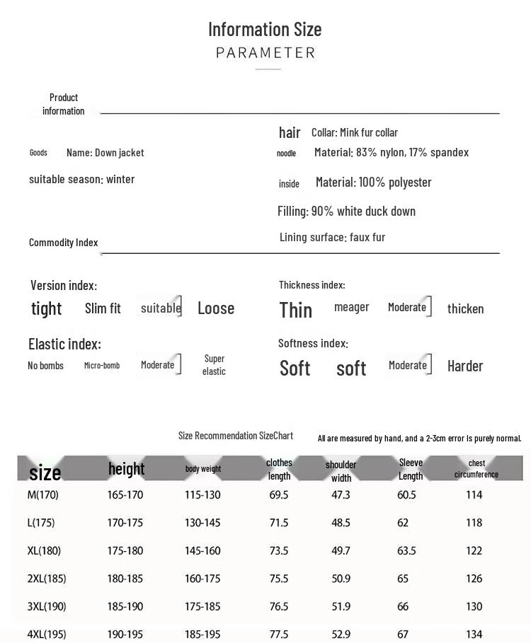 Hengyuanxiang Men's Winter Parka with Mink Fur Collar & Rabbit Fur Lining