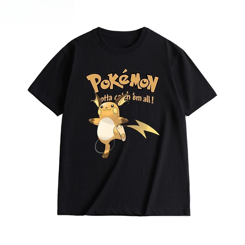 MINISO Pokemon Couple Short Sleeve Cartoon Psyduck  Number T-Shirt Cute Men Women Couples Y2k Children Outdoor Sports T-Shirts
