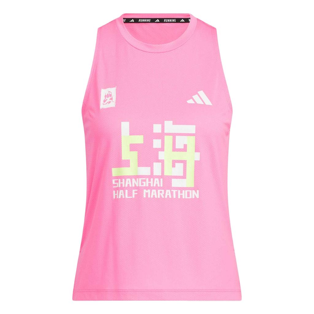 Adidas Marathon Shanghai Half Marathon Tank Top Comfortable Casual Simple Versatile Solid Color Letter Sports Vest Women Tops Bright-Pink KB9099
