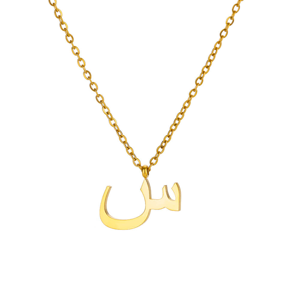 Náhrdelník z nerezové oceli s arabským písmenem pro ženy, zlatá barva, přívěsek s abecedou, choker, řetízek na klíční kost, trendy šperk, dárek