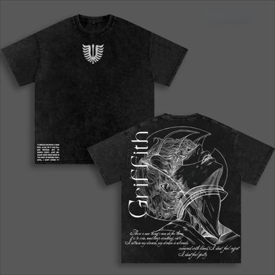 Griffith Berserk T Shirt Anime Vintage Y2k Washed Oversized T-shirt Men Women Clothing Summer Short Sleeve Tops