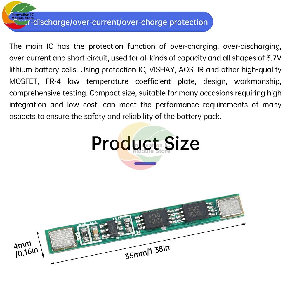 5PCS 3.7V 4A Lithium Battery Charging Protection Board Module 2MOS BMS 18650 Battery Overcurrent Short Circuit Protection Board